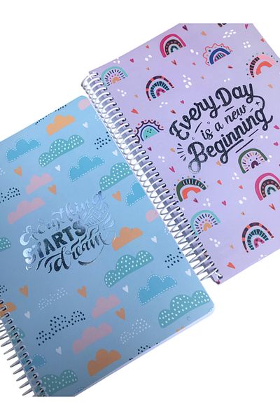 Adalinhome Lizy 120 coli 17x24cm Bristol Spiral Notebook Set 2 buc