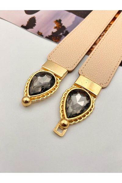 MODAM HİFA Pear Stone Elastic Γυναικεία Ζώνη Φόρεμα Ζώνη Πουκάμισο Ζώνη Μπουφάν Ζώνη Παντελόνι με πέτρες