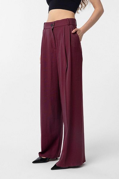 Antioch Burgundy Double Pleated Women's Trousers