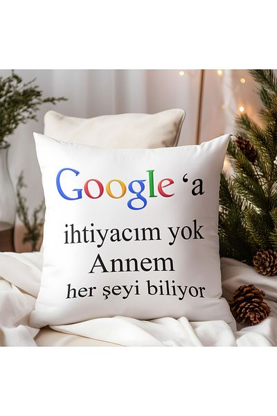 qoeuyl boutique I Don'T Need Google My Mom Knows Everything Mother's Day Printed Fiber-Filled Gift Pillow