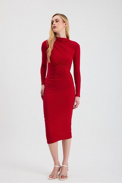 Rays 3686 Waist Gather Detail Dress Red