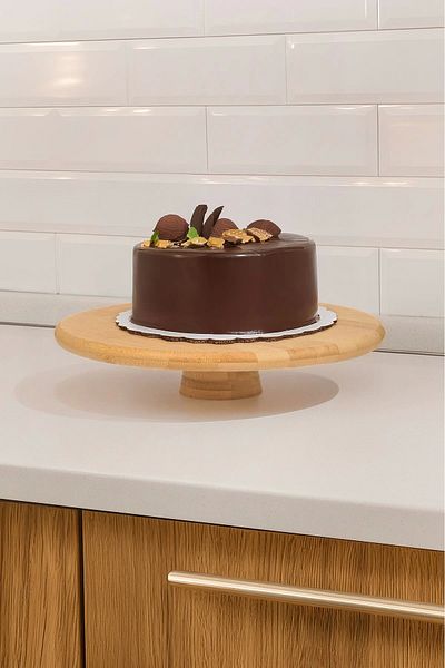 AVANTAGE HOME Bamboo Footed Serving Plate - Fruit Cookies and Pastry Dessert Presentation 28X6 cm