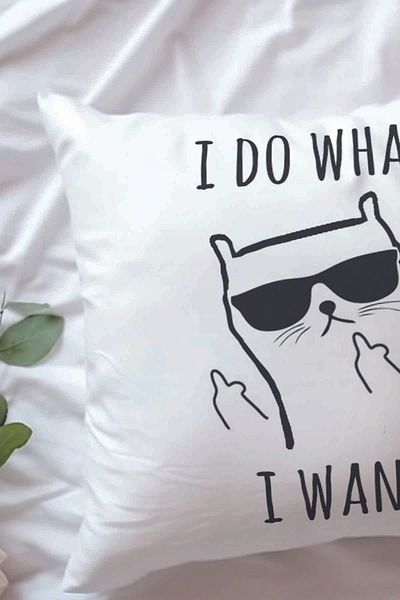 qoeuyl boutique I Do What I Want Pernă cadou umplută cu fibre imprimate amuzant