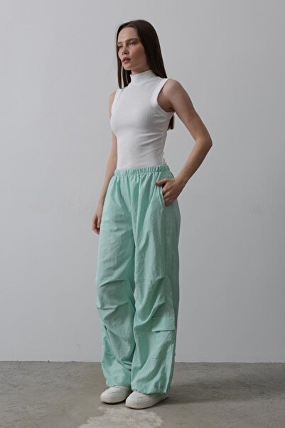 UP TREND COLLECTION Dua Giyim Parachute Cargo Pants - Mint
