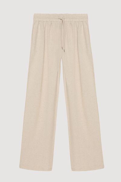 Quzu Elastic Waist Linen Trousers Natural