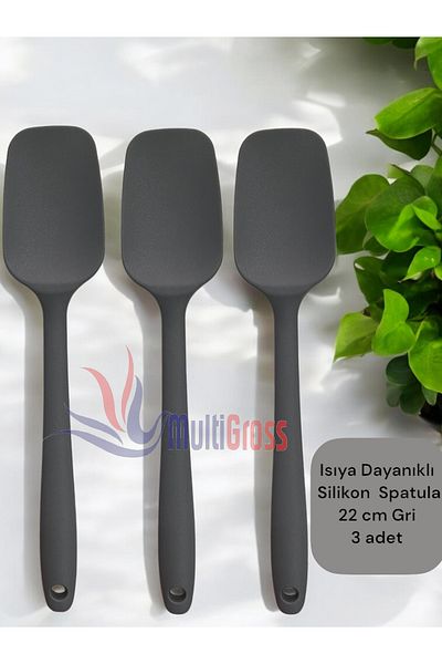 Multiamo Heat Resistant Silicone Gray Spatula 3 Pieces