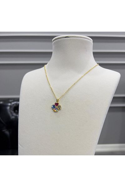 Store 4 اللون البرسيم الصلب قلادة سلسلة رقيقة