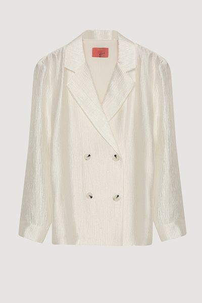 Quzu Blazer oversize texturat - Ecru
