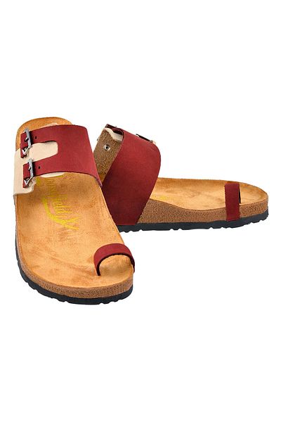 Moosefield Papuci de damă din piele naturală bej-rosu claret