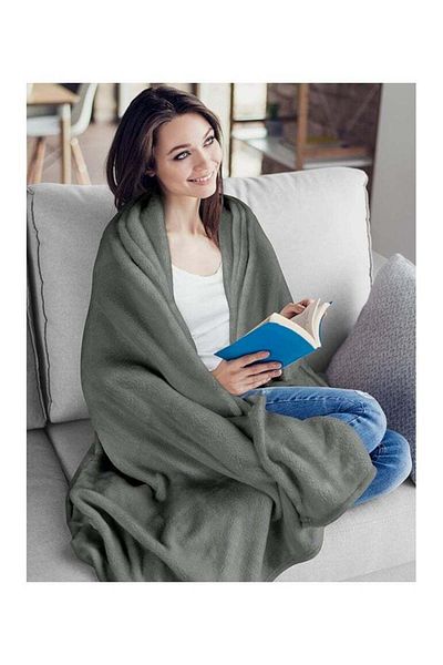 Comfy PIONEER SILKY SOFT FLANNEL BLANKET BLACK 200 X 220 CM SILVER GREY