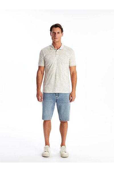 LC Waikiki Ανδρικό μπλουζάκι SOUTHBLUE μπεζ με κοντό μανίκι με μοτίβο
