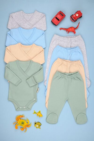 bebetospik 4-Piece Set with Soft Cotton Double-Breasted Booties for Baby Boy - Girl
