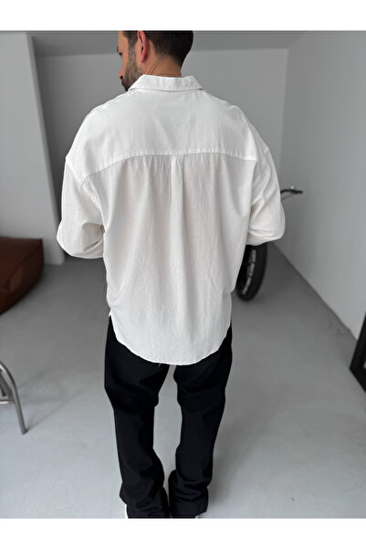 BYBASICMAN Beyaz Cotton Uzun Kollu Gömlek G-5619