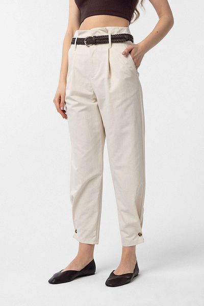 Antioch Stone High Waist Buttoned Fit Women's Trousers