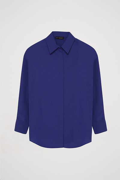 Quzu Sax Color Oversize Basic Shirt