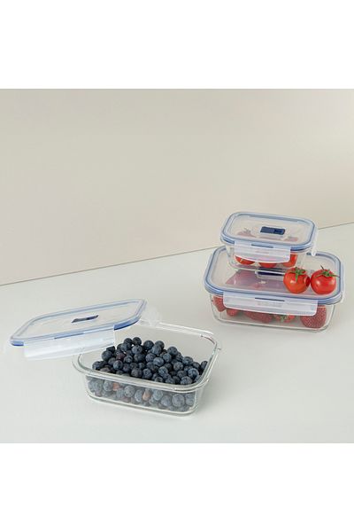Luminarc Pure Active Rectangular Glass Storage Container Set 6 Pieces