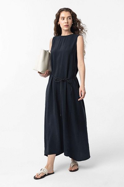Antioch Black Modal Midi Women's Dress