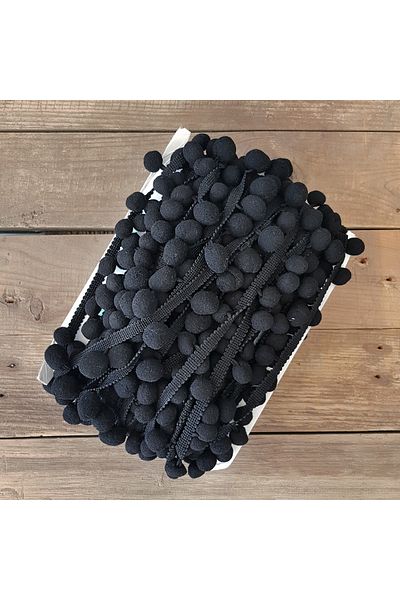 Bimotif Μαύρη κορδέλα Pompom, 1,5 cm 5 μέτρα