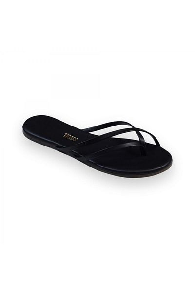 Tkees Tk-5001 Μαύρες γυναικείες παντόφλες σαγιονάρες διπλής ζώνης