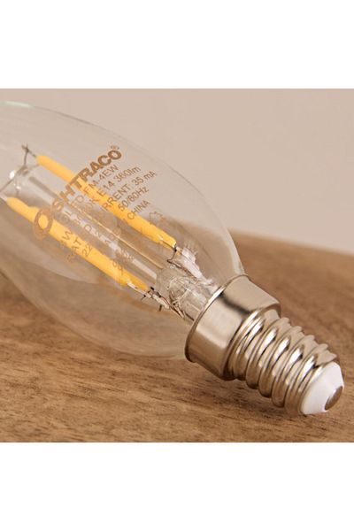 Oshtraco مصباح LED شفاف أبيض دافئ بقوة 4 وات E14