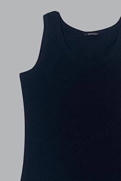 Seamoda Large Size Thick Strap Round Neck Tank Top Flexible and Comfortable-Black