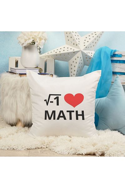 qoeuyl boutique Pernă cadou umplută cu fibre imprimate I Love Math
