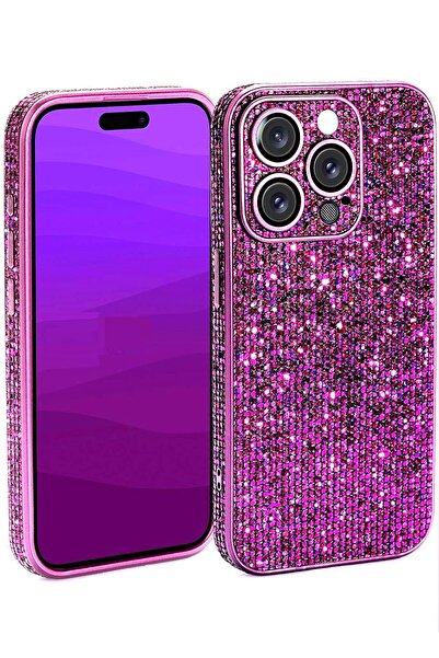 CAŞ DEKORASYON Mor Renk Taşlı 13 Pro Max Telefon Kılıfı