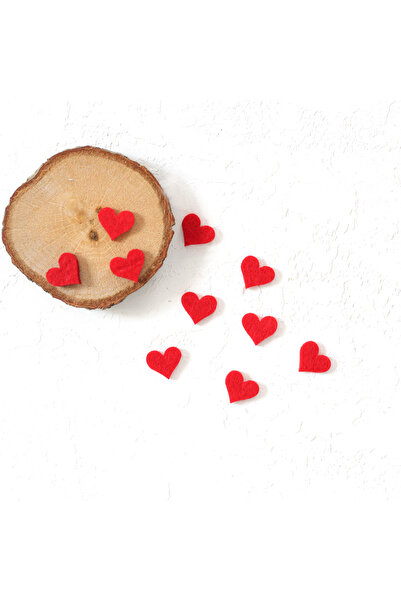 Bimotif Keçe motif, kalp  10 adet  15 mm