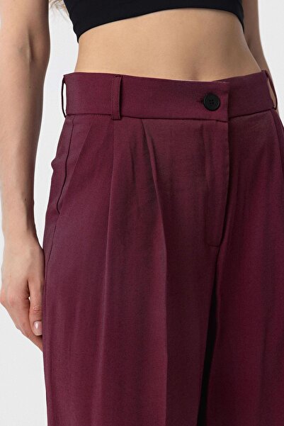 Antioch Burgundy Double Pleated Women's Trousers
