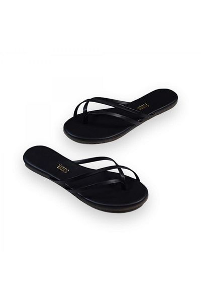 Tkees Tk-5001 Μαύρες γυναικείες παντόφλες σαγιονάρες διπλής ζώνης