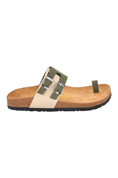 Moosefield Genuine Leather Beige-Khaki Women's Slippers