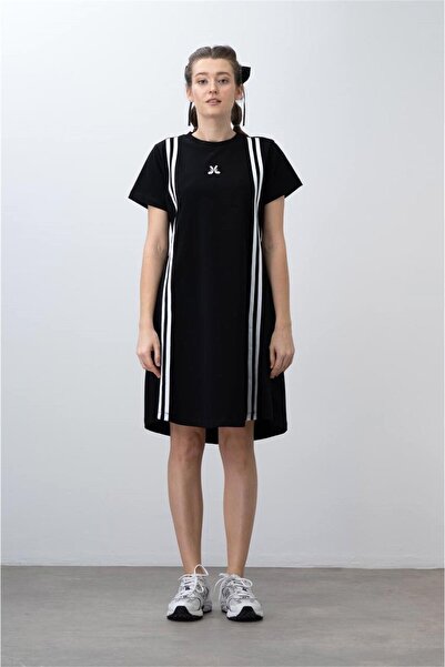 LOCO LOCO Черна еластична рокля с ластик за момиче