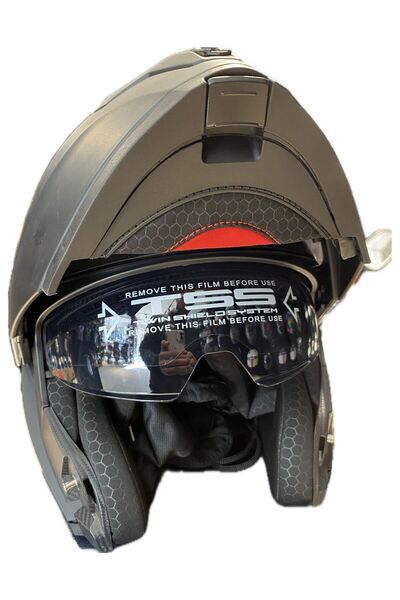 NCR MAT SİYAH RENK KASK ÇENE AÇILIR - TAM KASK VİZÖRLÜ VE İNTERCOM TAKMA YUVALI