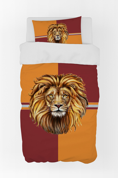 BelezaHome Yellow Red Lion Themed Single Baby Kids Bedding Set
