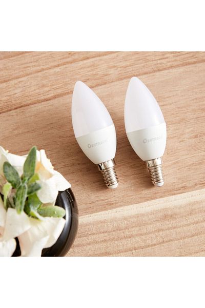 Oshtraco طقم لمبات شمعة LED من قطعتين - 4 وات E14 360 لومن أبيض دافئ