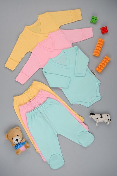 bebetospik Soft Cotton Double Breasted 3-Piece Booties Set for Baby Boy