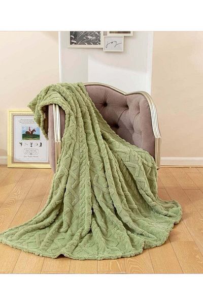 Comfy SOFT & FLUFFY SHEEP BLANKET / THROW GREEN