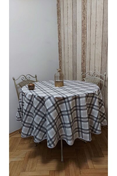 gonk Round, Plaid, Duck (Liquid Pusher, Stain Proof) Fabric, Tablecloth
