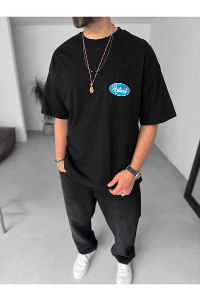 BYBASICMAN Black Resilient Ripped Detailed Oversize T-Shirt Jj-124
