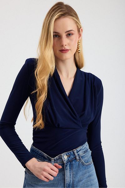 Rays Bluză căptușită cu guler dublu bleumarin 9256