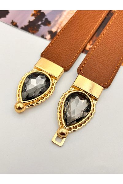 MODAM HİFA Pear Stone Elastic Γυναικεία Ζώνη Φόρεμα Ζώνη Πουκάμισο Ζώνη Μπουφάν Ζώνη Παντελόνι με πέτρες