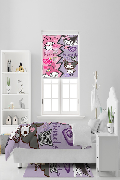 BelezaHome Pink Purple Kuromi Themed Single Baby Kids Bedding Set