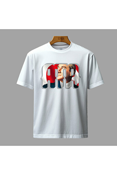 Crea Eymer Wear Ататюрк Цифровий друк Бавовняна футболка з коміром Біла