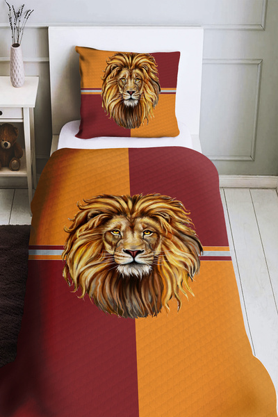 BelezaHome Yellow Red Lionthemed Single Child Pi̇ke Set