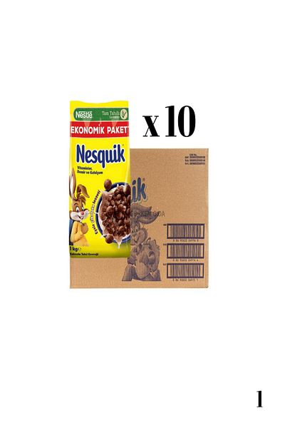 Nestle Nesquik Cocoa Wheat and Corn Flakes 1 kg * 10 Pieces