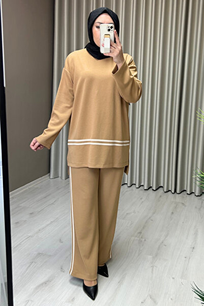 Levidor Şerit Detaylı Rahat Kalıp Ikili Tesettür Takım