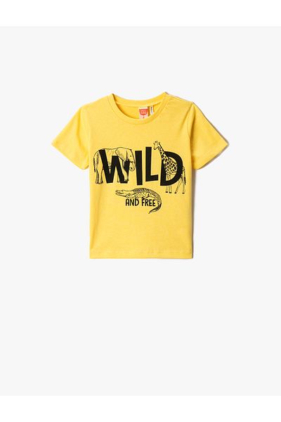 Koton Graphic Animal Printed Short Sleeve T-Shirt Crew Neck Cotton