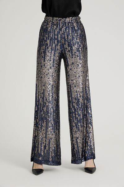 Dejabrew Jeans Navy Blue Sequined Large Size Trousers A069-1
