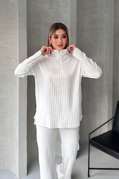 EYYE White Zipper Detailed Thin Ribbon Women's Double Suit