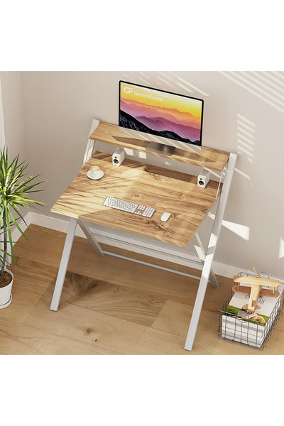 AYZ Metal Ayaklı Laptop Masası, Katlanır Çalışma Masası, Raflı Masa, Katlanır Laptop Sehpası